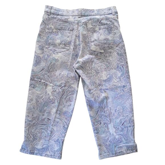 GLORIA VANDERBILT Purple Paisley Capri Jeans Sz 12 Stretch Denim Casual Cropped - Picture 4 of 12
